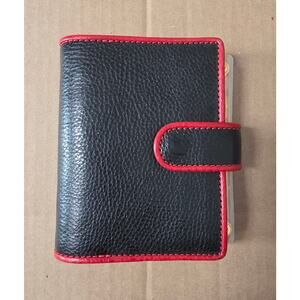 Customized Dual Ring Leather Planner, Black & Red, A7 pocket size